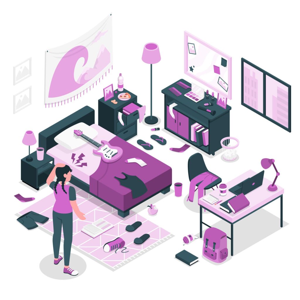 clutter in a room vector graphic